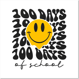 100 days of school Retro Smiley Face Posters and Art